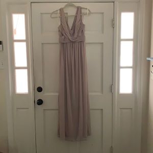 David’s Bridal bridesmaid dress mesh cowl back